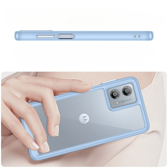 Case for Motorola Moto G53 5G, Fusion Hybrid, transparent / blue