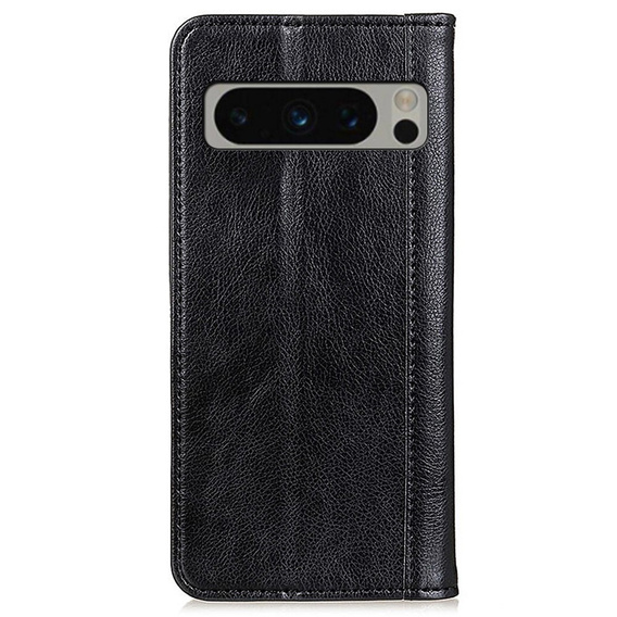 Case for Google Pixel 8 Pro, Wallet Litchi Leather, black