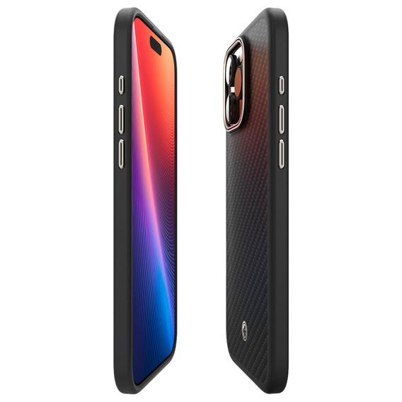 Spigen Case for iPhone 16 Pro Max, Enzo Aramid MagSafe, carbon black + 9H Tempered Glass