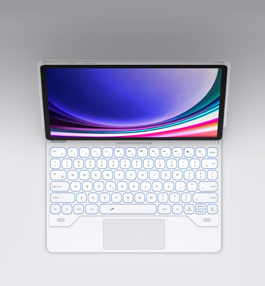 Keyboard case for Samsung Galaxy Tab S7+ / S7 FE / S9+ / S8+ / S9 FE+ / S10+, Dexnor Magnetic Keyboard Touchpad, white
