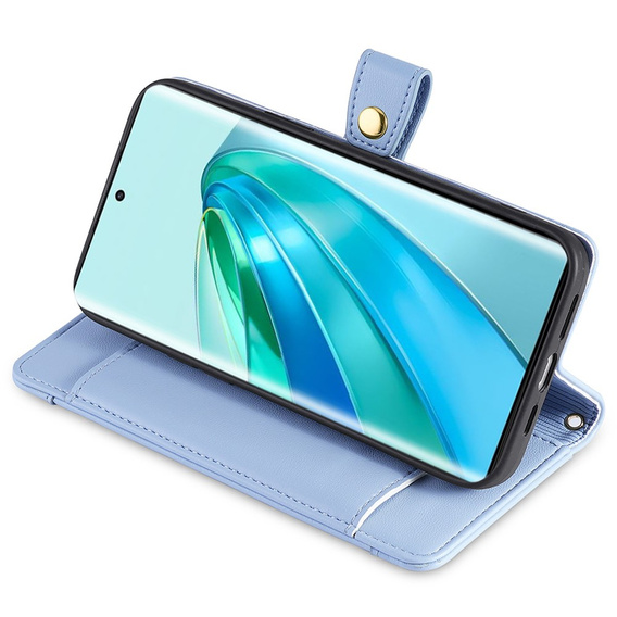 Flip case for Honor Magic5 Lite, Wallet Zipper Pocket, blue