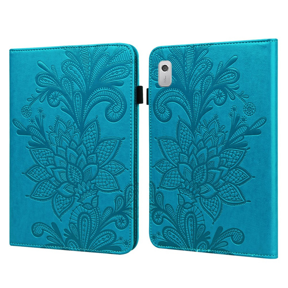 Flap case for Lenovo Tab M9, flower, blue