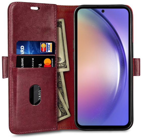 Flip case for Samsung Galaxy A54 5G, Wallet, do MagSafe, red