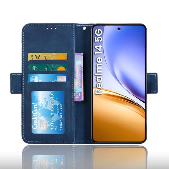 Flip case for Realme 14 5G / Realme 14T 5G, Card Slot, dark blue