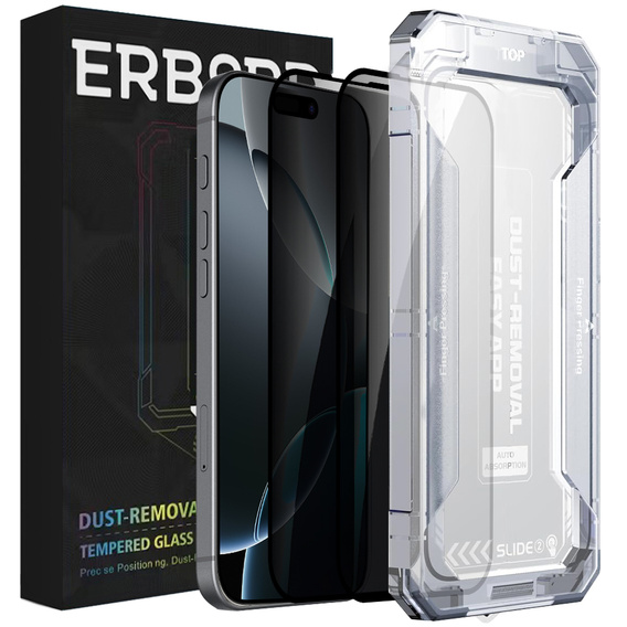 ERBORD 9H Easy App Anti-Peep privacy tempered glass for iPhone 17 Pro / 17 / 16 Pro