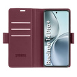 Case for Realme 14 Pro+ 5G, ERBORD Glossy Litchi, wallet with flap, red