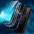 Case for iPhone 16 Pro, for MagSafe, ERBORD Matt Case, black + Screen Glass