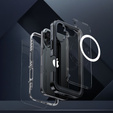 Case for iPhone 16 Plus, Shockproof, with glass, for MagSafe, black