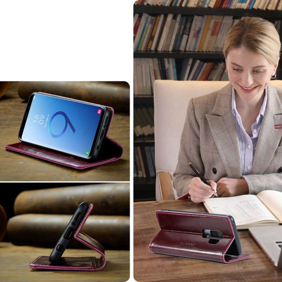 CASEME flip case for Samsung Galaxy S9+ Plus, Waxy Textured, red