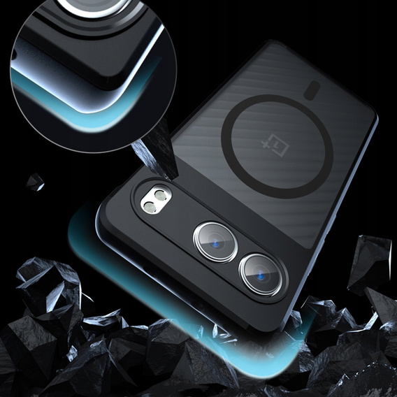 Case for OnePlus Nord 4, for MagSafe, ERBORD Matt Case, black + Screen Glass