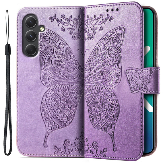 Flip case for Samsung Galaxy A54 5G, Butterfly, purple