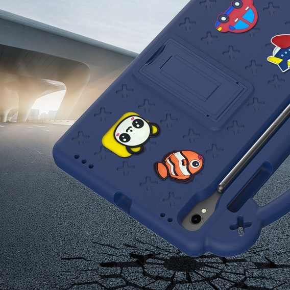 Children's case for Samsung Galaxy Tab S7/S8/S9, Cute Patterns, with stand, dark blue