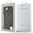 GUESS Case for iPhone 16E, 4G Ring Classic Logo, brown