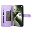 Flip case for Xiaomi 14T, Wallet Zipper Pocket, purple