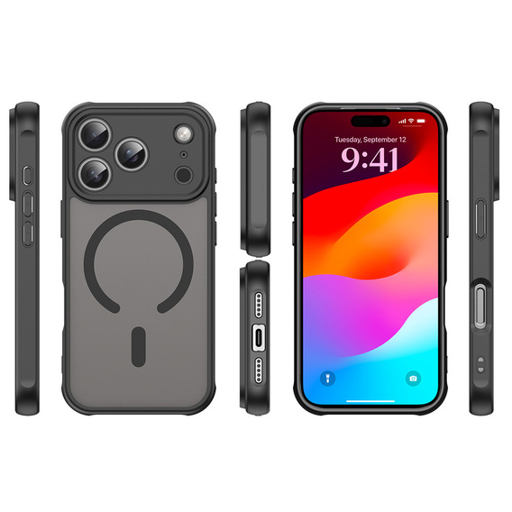 Matte case for iPhone 17 Pro, for MagSafe, with camera protection, black