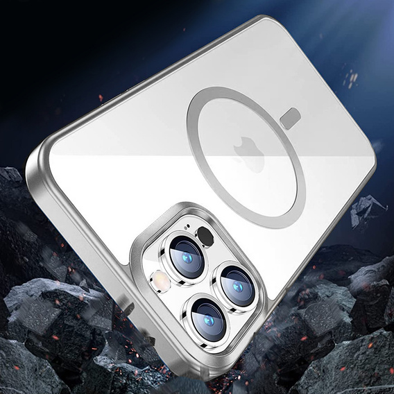 Case for iPhone 14 Pro, ERBORD Hybrid MagSafe Case, silver