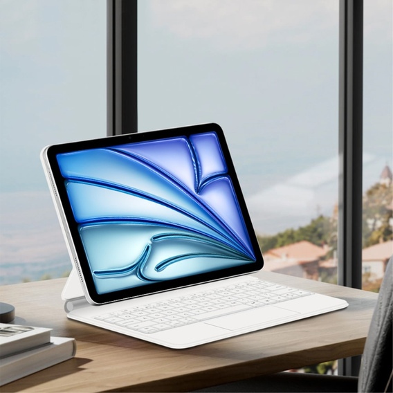 Keyboard Case for iPad Air 11" 2024, Magnetic Keyboard Touchpad, white