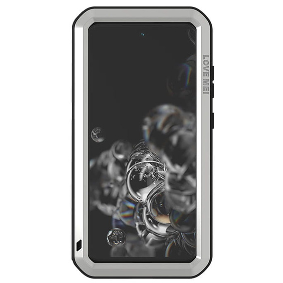 Love Mei Case for Samsung Galaxy S21 FE, armored with glass, silver