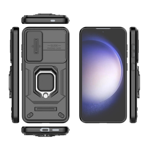 Case for Samsung Galaxy S24, KickStand Camera Lens, black