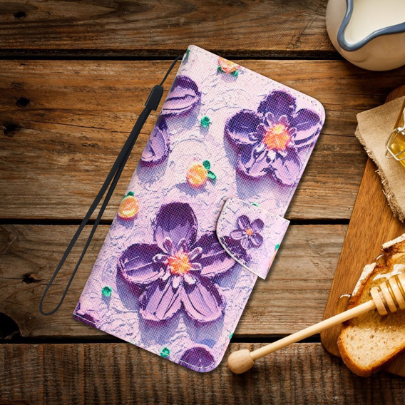 Flip case for Xiaomi Redmi 13C / Poco C65, Wallet, Painted Flowers, purple