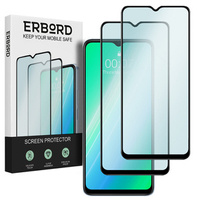 2x Tempered Glass for Realme C21Y / C25Y, ERBORD 3D full display