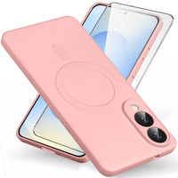 Case for Samsung Galaxy S25 Edge, Silicone Lite, pink + 9H glass