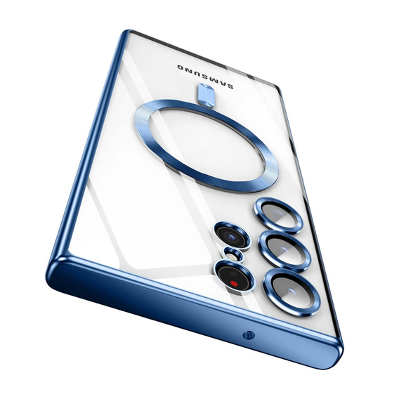 Case for Samsung Galaxy S24 Ultra, Electro MagSafe, blue + Full Glue Ceramic Glass