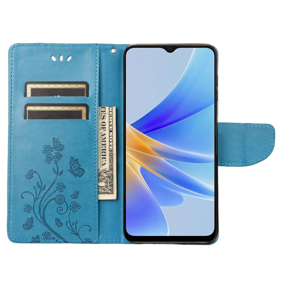 Flip case for Oppo A17, Butterfly, blue