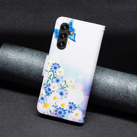 Flip case for Samsung Galaxy A55 5G, Wallet, Butterfly & Flowers, white