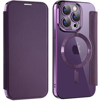 Flip case for iPhone 15 Pro Max, RFID Wallet MagSafe CamShield, purple