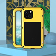 Love Mei Case for iPhone 13 mini, armored with glass, yellow / black