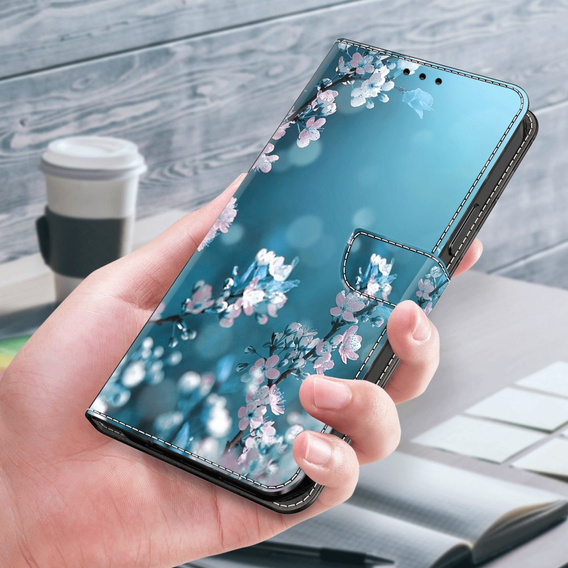 Flip case for Xiaomi Redmi Note 12 4G, Wallet, cherry blossom, blue