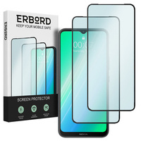 2x Tempered Glass for Nokia C21 Plus 4G, ERBORD 3D full display