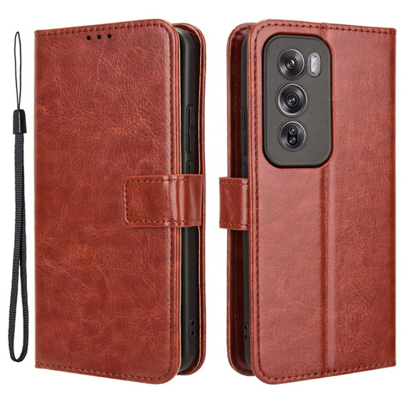 Flip case for Oppo Reno 12 Pro, Crazy Horse Wallet, brown