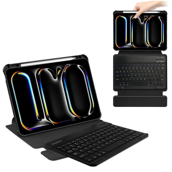Keyboard case for iPad Pro 11" 2024 (5 gen.), Rotary 360° Leather, black