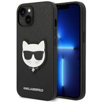 Karl Lagerfeld Case for iPhone 14 Plus, Saffiano Choupette Head Patch, black