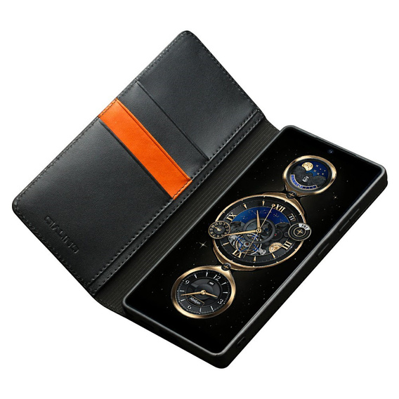 Flip case for Samsung Galaxy S25 Ultra, QIALINO Leather Wallet, black