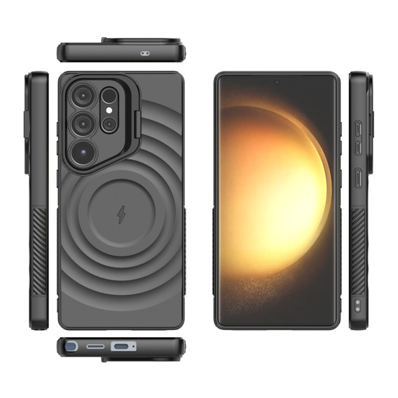 Case for Samsung Galaxy S25 Ultra, Ripple Kickstand, for MagSafe, black