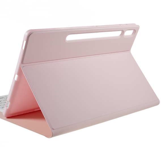 Case + keyboard Galaxy Tab S7+ Plus / S8+ Plus /S7 FE T730 T733, Pen Slot, pink rose gold