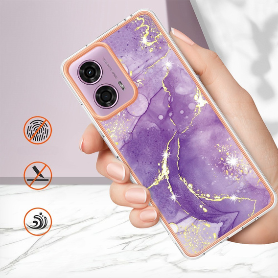 Protective Case for Motorola Moto G24 / G24 Power / G04, Marble Slim Case, dark purple