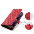 Flip case for iPhone 16 Pro Max, Rhombus Crossbody Leather, red