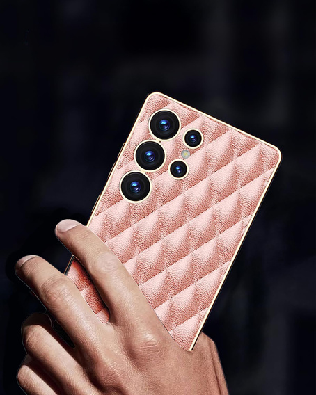 Case for Samsung Galaxy S25 Ultra, Leather Rhombus, pink