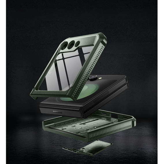 Armored Case for Samsung Galaxy Z Flip 5 5G, Dexnor Clip Holder, green