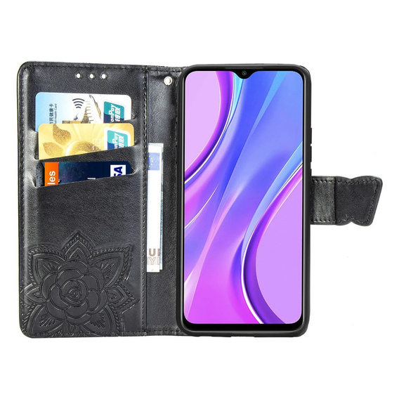 Flip case for Xiaomi Redmi 9, Butterfly, black