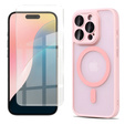 Case for iPhone 16 Pro, for MagSafe, ERBORD Matt Case, pink + Screen Glass