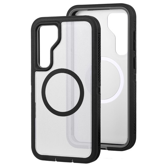 Case with frame for Samsung Galaxy S23 FE, for MagSafe, transparent / black
