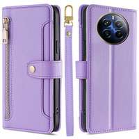 Flip case for Realme 12 Pro 5G / 12 Pro+ 5G, Wallet Zipper Pocket, purple