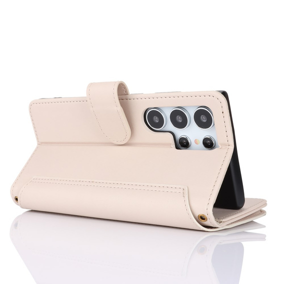 Flip case for Samsung Galaxy S24 Ultra, Wallet Zipper Pocket RFID, with shoulder strap, black