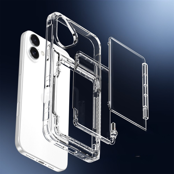 Case for iPhone 16 Plus, Card Holder Kickstand, transparent