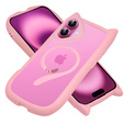 Case for iPhone 16, for MagSafe, Cute Cat, pink + Screen Glass